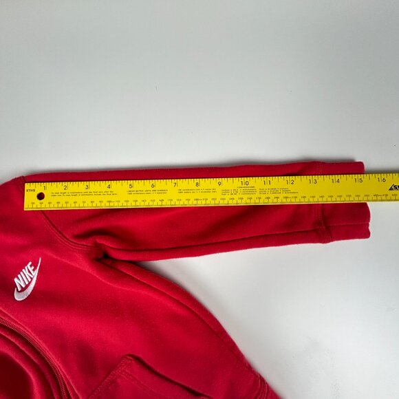 Nike Hooded Sweatshirt Size 4XS Little Boys Club Fleece Zip Front Red Jacket - Picture 8 of 10